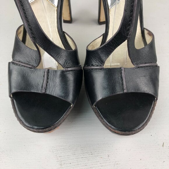 MMK MICHAEL MICHAEL KORS Women's 8.5M Black Leather Platform High Heel Sandals - Picture 8 of 14